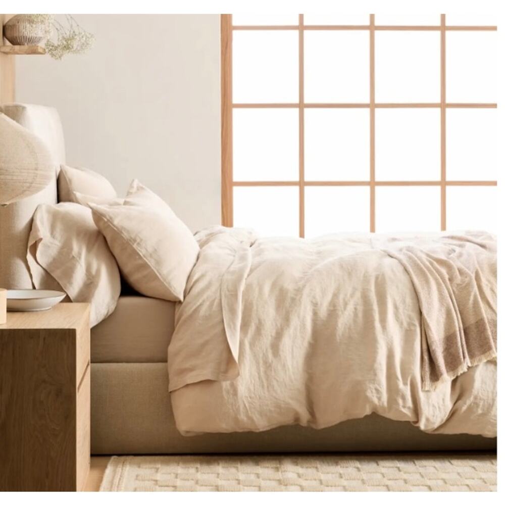 Quince European Luxury Linen Duvet Cover Set king Oat NWOT #71